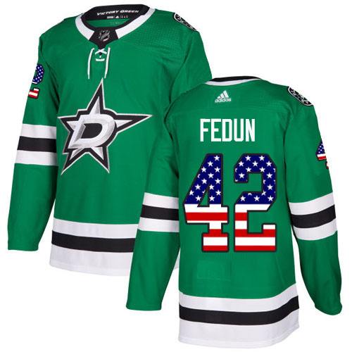 Adidas Men Dallas Stars #42 Taylor Fedun Green Home Authentic USA Flag Stitched NHL Jersey->dallas stars->NHL Jersey
